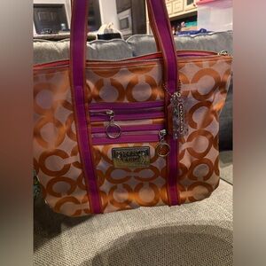 Coach tote- pink and orange